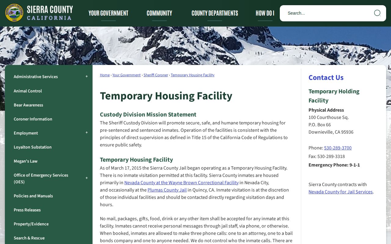 Sierra County Temporary Housing Facility page