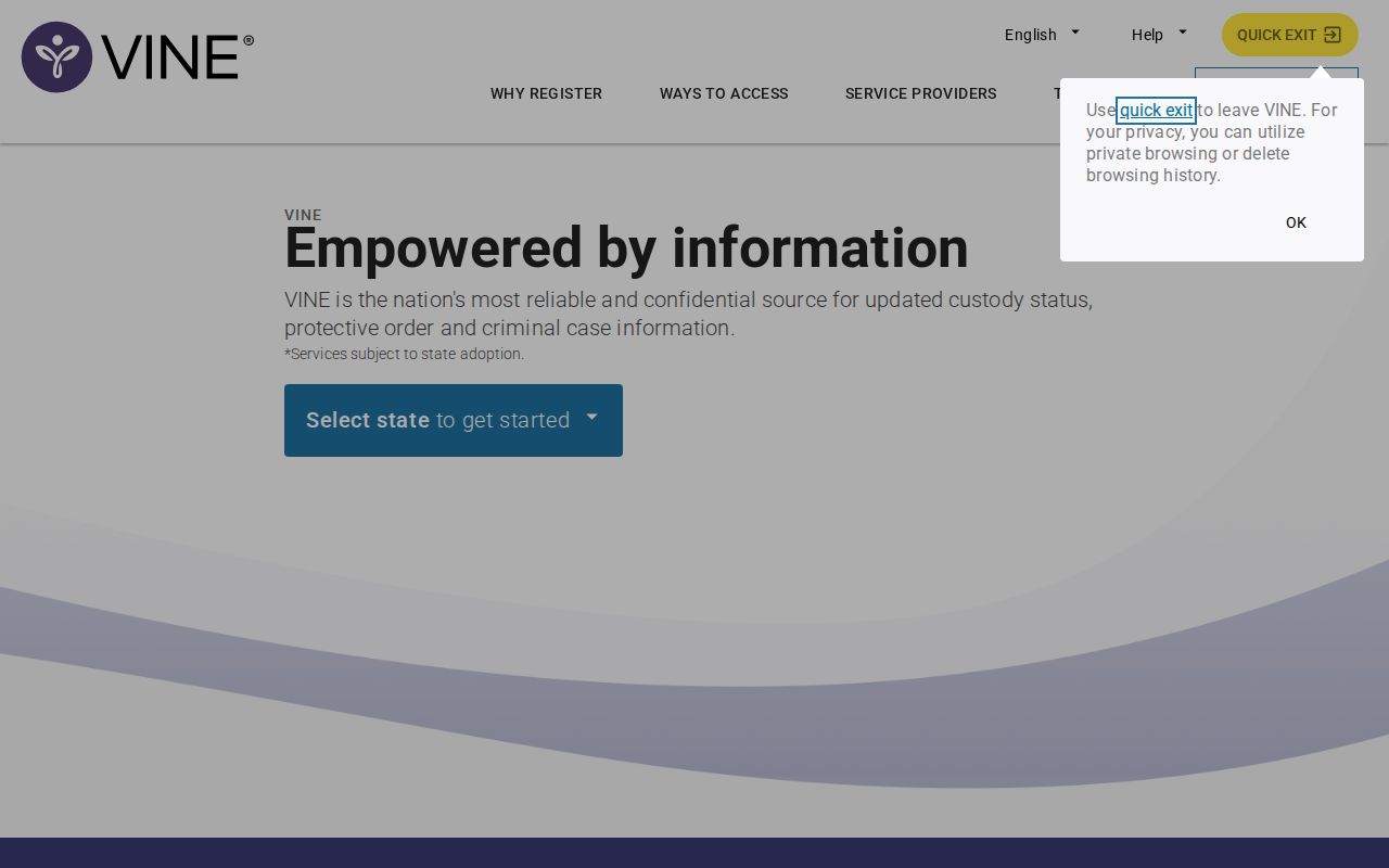VINELink official custody search and notification interface