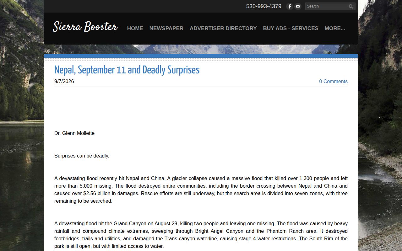 Sierra Booster latest news page with Sierra County law-enforcement coverage